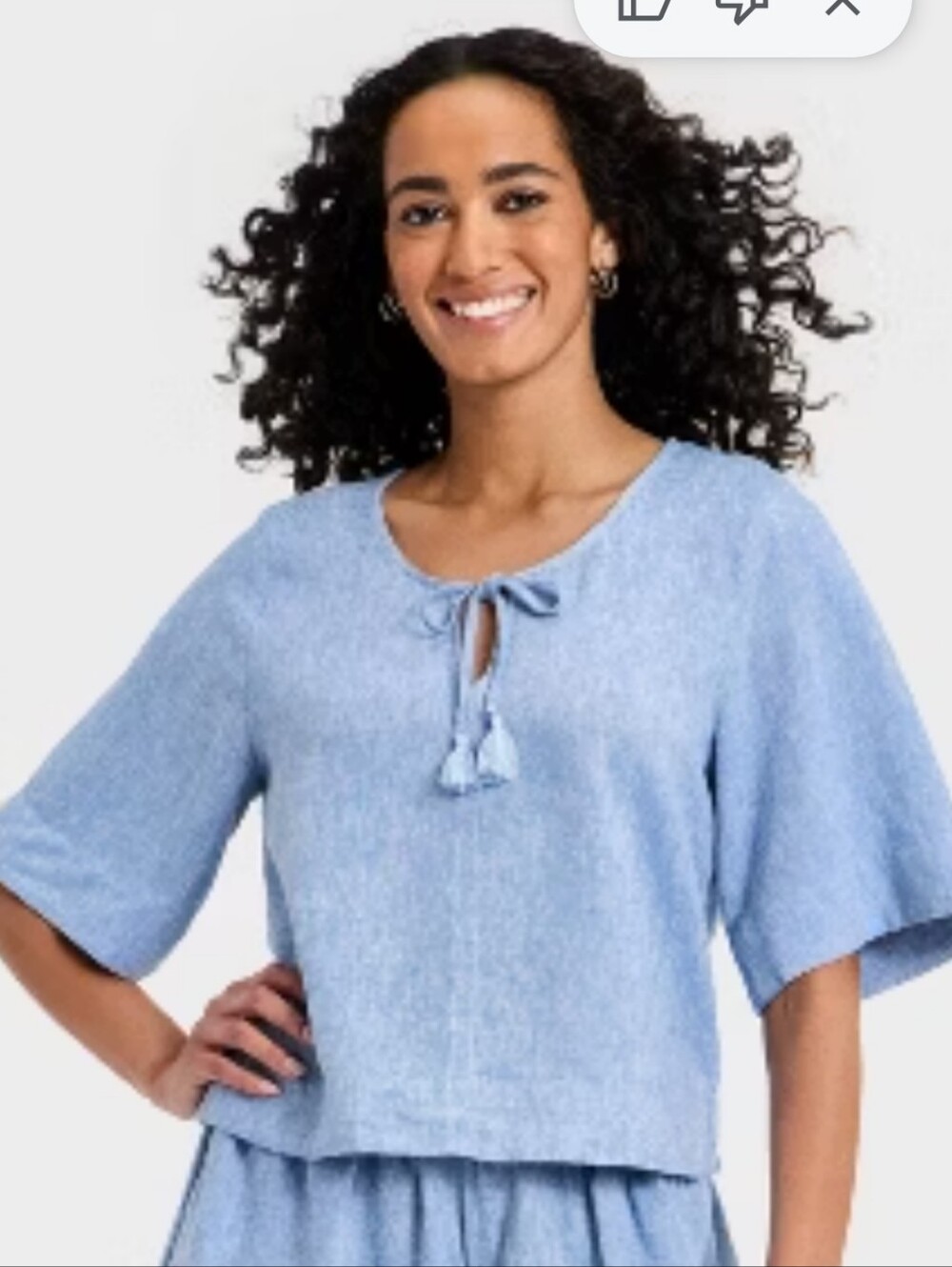 NWT Universal Thread Linen Blend Elbow Sleeve Top- XL